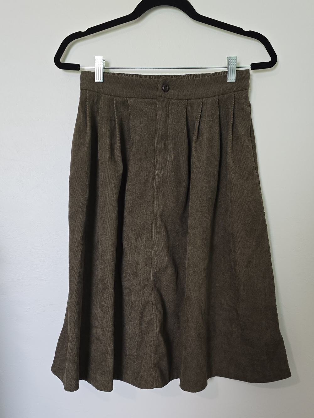 Classic Olive Corduroy A-Line Skirt